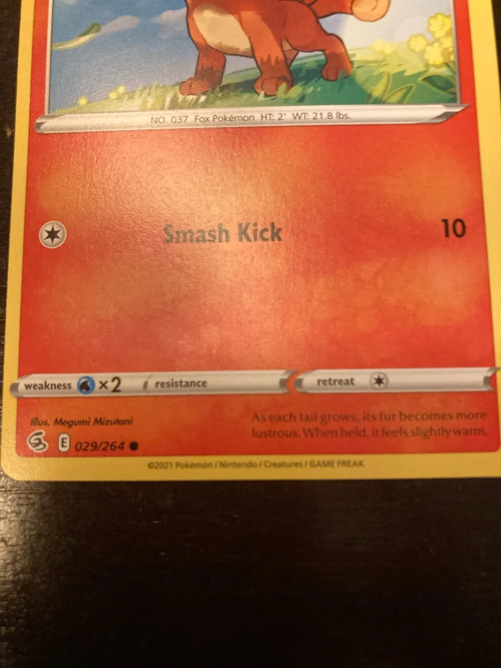 Pokemon Vulpix Card — Orange and Yellow Fire-Type